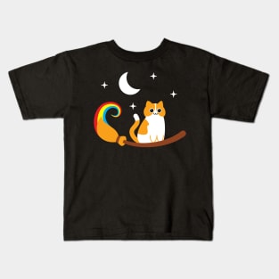Chubby Cat and The Witch Broom Kids T-Shirt